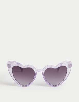 

Girls M&S Collection Kids' Heart Glitter Sunglasses (S-L) - Purple, Purple