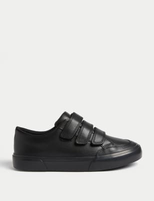 

M&S Collection Kinderschuhe aus Leder mit dreifachem Klettverschluss für die Schule (35-43) - Black, Black