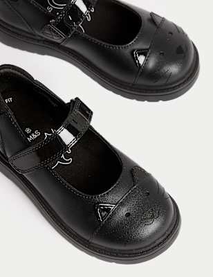 

Girls M&S Collection Kids' Leather Mary Jane Cat School Shoes (8 Small - 2 Large) - Black, Black