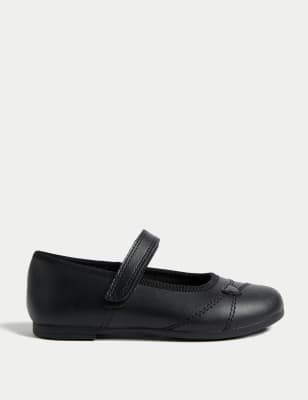 

M&S Collection Kinderballerinas aus Leder mit Herzmotiv für die Schule (25,5-34,5) - Black, Black