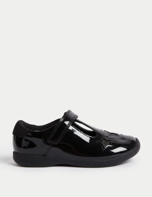 

M&S Collection Zapatos infantiles escolares de piel de charol con brillos (8 pequeño-2 grande) - Black, Black