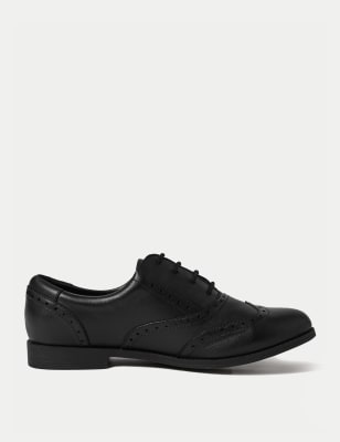 

Girls M&S Collection Kids' Leather Lace-up Brogues School Shoes (13 Small - 7 Large) - Black, Black