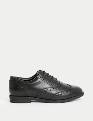 

Girls M&S Collection Kids' Leather Lace-up Brogues School Shoes (13 Small - 7 Large) - Black, Black