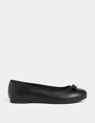 

Girls M&S Collection Kids' Leather Ballerina Bow School Shoes (13 Smal - 7 Large) - Black, Black