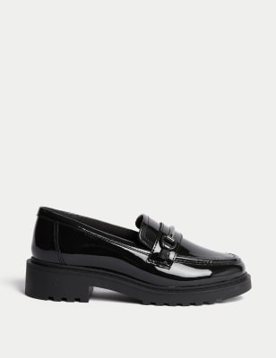 

Girls M&S Collection Kids' Patent Loafer Leather School Shoes (2½ Large - 7 Large) - Black, Black