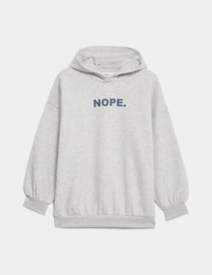 

Girls M&S Collection Cotton Rich Nope Slogan Hoodie (6-16 Yrs) - Grey, Grey