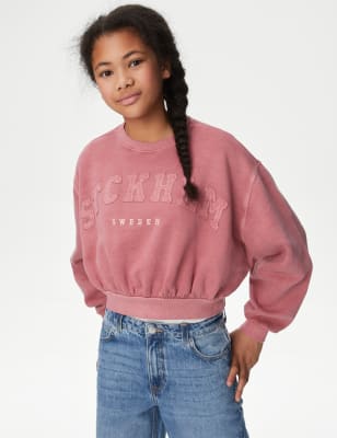 

Girls M&S Collection Cotton Rich 'Stockholm' Slogan Cropped Sweatshirt (6-16 Yrs) - Dusty Pink, Dusty Pink