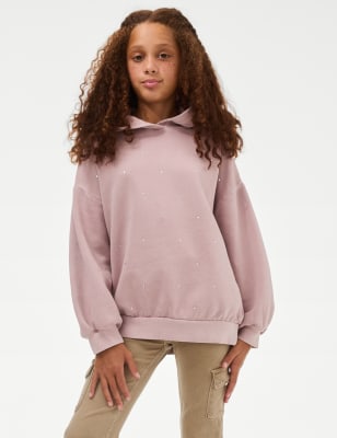 

Girls M&S Collection Cotton Rich Diamante Gem Hoodie (6-16 Yrs) - Pink, Pink