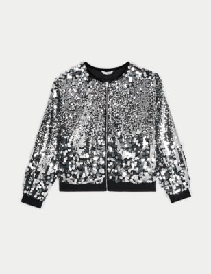 

Girls M&S Collection Sequin Bomber (6-16 Yrs) - Silver, Silver