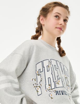 

Girls M&S Collection Cotton Rich French Riviera Sweatshirt (6-16 Yrs), Grey Marl