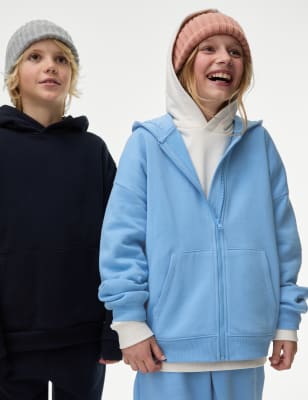 

M&S Collection Hoodie mit hohem Baumwollanteil und Reißverschluss (6-16 J.) - Blue, Blue