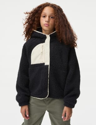 

Girls M&S Collection Borg Fleece Hooded Jacket (6-16 Yrs) - Charcoal, Charcoal