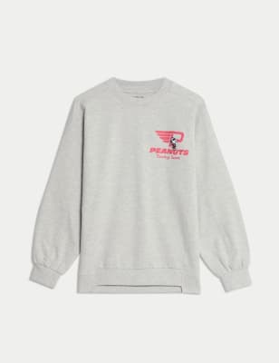 

M&S Collection Sweatshirt mit hohem Baumwollanteil und Snoopy™-Print (6-16 J.) - Grey Marl, Grey Marl