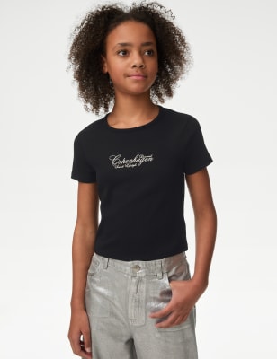 

Girls M&S Collection Cotton Rich Slogan T-Shirt (2-16 Yrs) - Black, Black