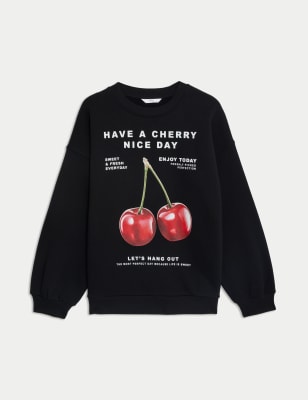 

Girls M&S Collection Cotton Rich Cherry Print Sweatshirt (6-16 Yrs) - Black, Black