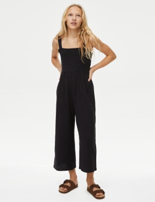 

M&S Collection Gesmokter Jumpsuit aus reiner Baumwolle (6-16 J.) - Charcoal, Charcoal