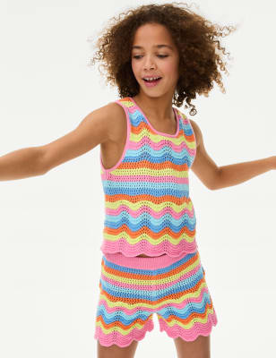 

Girls M&S Collection Pure Cotton Knitted Striped Vest (6-16 Yrs) - Multi, Multi