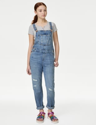 

Girls M&S Collection Denim Ripped Dungarees (6-16 Yrs), Denim