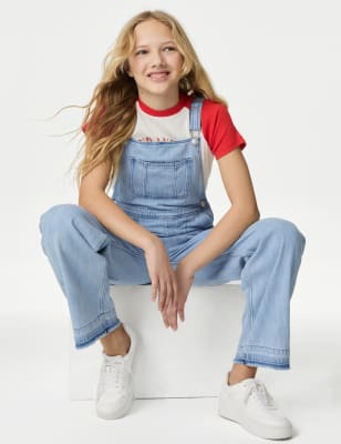 

Girls M&S Collection Denim Wide Leg Dungarees (6-16 Yrs), Denim