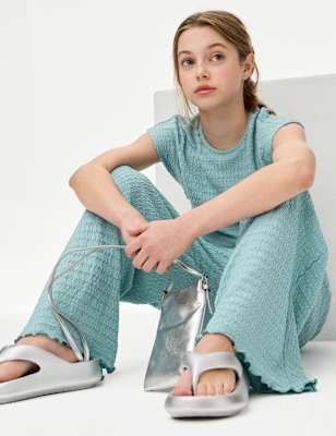 

Girls M&S Collection 2pc Textured Top and Trousers Outfit (6-16 Yrs), Turquoise