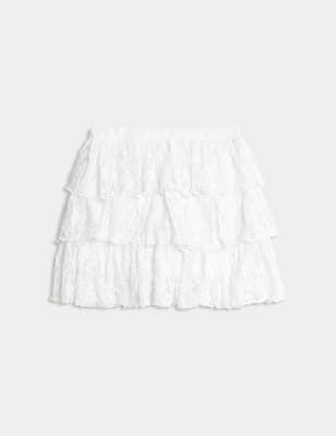 

Girls M&S Collection Lace Elasticated Waist Skirt (6-16 Yrs) - White, White