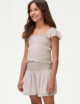 

Girls M&S Collection Sparkly Shirred Top (6-16 Yrs) - Pink Mix, Pink Mix