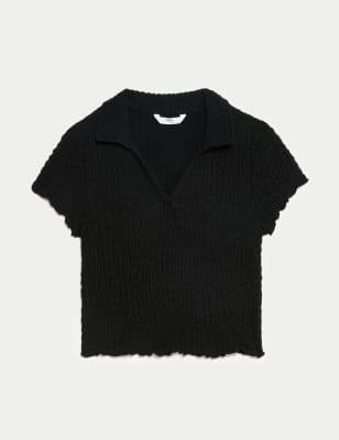 

Girls M&S Collection Textured Top (6-16 Yrs) - Black, Black