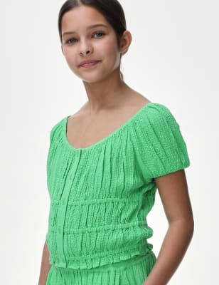 

Girls M&S Collection Crinkle Top (6-16 Yrs) - Green, Green