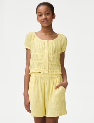 

Girls M&S Collection Crinkle Top (6-16 Yrs) - Yellow, Yellow