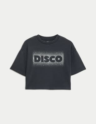 

Girls M&S Collection Cotton Rich Disco Slogan T-Shirt (6-16 Yrs) - Carbon, Carbon