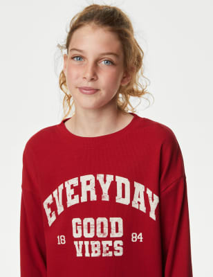 

Girls M&S Collection Cotton Rich Slogan Top (6-16 Yrs) - Red, Red
