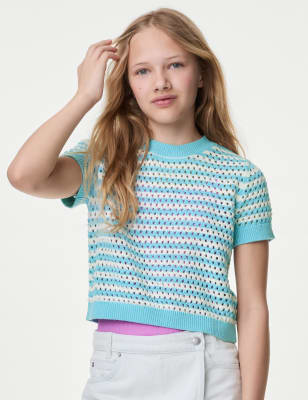 

Girls M&S Collection Pure Cotton Knitted Top (6-16 Yrs) - Blue, Blue