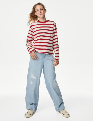 

Girls M&S Collection Pure Cotton Striped Top (6-16 Yrs) - Red Mix, Red Mix