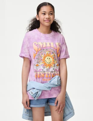 

Girls M&S Collection Pure Cotton SmileyWorld® T-Shirt (6-16 Yrs) - Purple Mix, Purple Mix