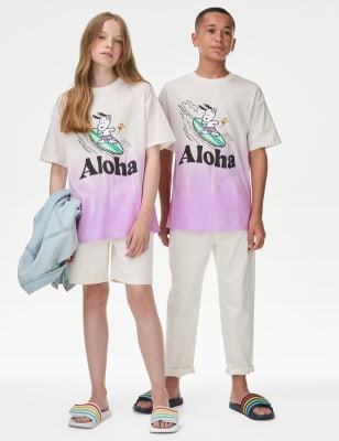 

M&S Collection T-Shirt aus reiner Baumwolle mit Snoopy™-Motiv und Ombrémuster (6-16 J.) - Multi, Multi