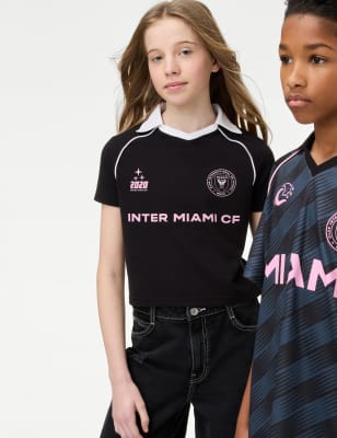 

M&S Collection T-Shirt mit hohem Baumwollanteil und „Inter Miami MLS“-Lettering (6-16 J.) - Black Mix, Black Mix