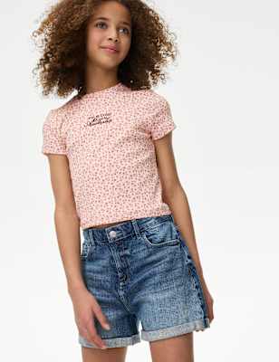 

Girls M&S Collection Cotton Rich Ditsy T-Shirt (6-16 Yrs), Pink Mix