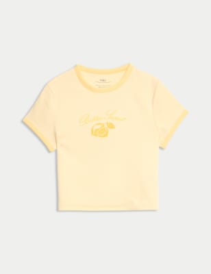 

Girls M&S Collection Cotton Rich Printed T-Shirt (6-16 Yrs), Pale Yellow