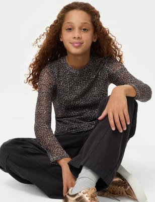 

Girls M&S Collection Animal Print Mesh Top (6-16 Yrs) - Neutral, Neutral