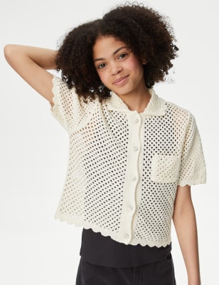 

Girls M&S Collection Cotton Rich Crochet Shirt (6-16 Yrs) - Ecru, Ecru