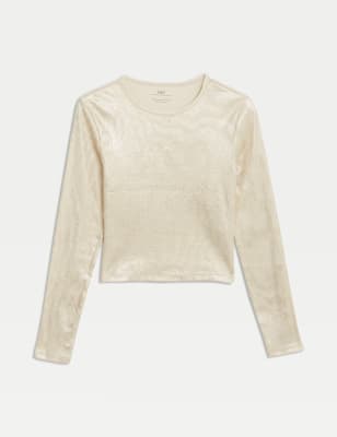 

Girls M&S Collection Cotton Rich Ribbed Top (2-16 Yrs) - Neutral, Neutral