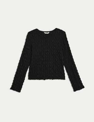 

Girls M&S Collection Textured Top (6-16 Yrs) - Black, Black