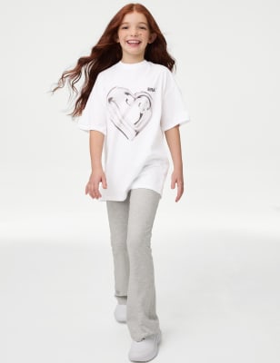 

M&S Collection T-Shirt aus reiner Baumwolle mit Chrom-Herz-Grafik (6-16 J.) - White, White
