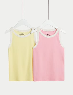 

M&S Collection Pack de 2 tops de algodón acanalados (6-16 años) - Pink Mix, Pink Mix