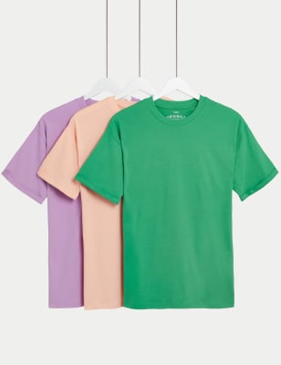 

Girls M&S Collection 3pk Pure Cotton Plain T-Shirts (6-16 Yrs) - Multi, Multi