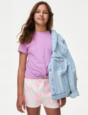 

M&S Collection T-Shirt mit hohem Baumwollanteil und Twist-Detail vorne (6-16 Jahre) - Purple, Purple