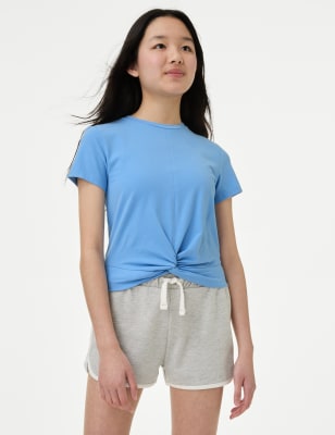 

Girls M&S Collection Cotton Rich Twist Front T-Shirt (6-16 Yrs) - Blue, Blue
