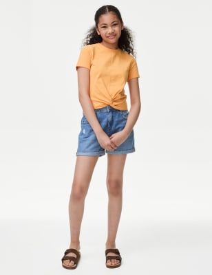 

Girls M&S Collection Cotton Rich Twist Front T-Shirt (6-16 Yrs) - Orange, Orange