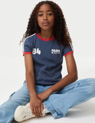 

M&S Collection Sportliches T-Shirt mit hohem Baumwollanteil (6-16 J.) - Slate Blue, Slate Blue