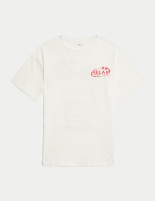 

M&S Collection T-Shirt aus reiner Baumwolle mit Zeichnung (6-16 Jahre) - Ivory, Ivory